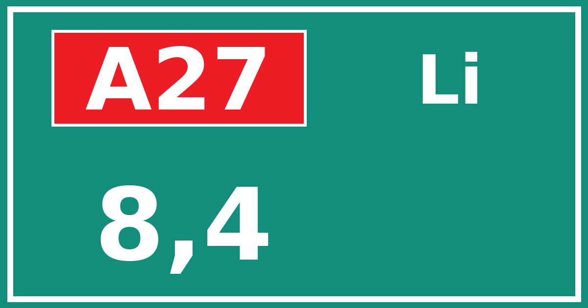 Hectometerbord A27 8,4 zijde Li