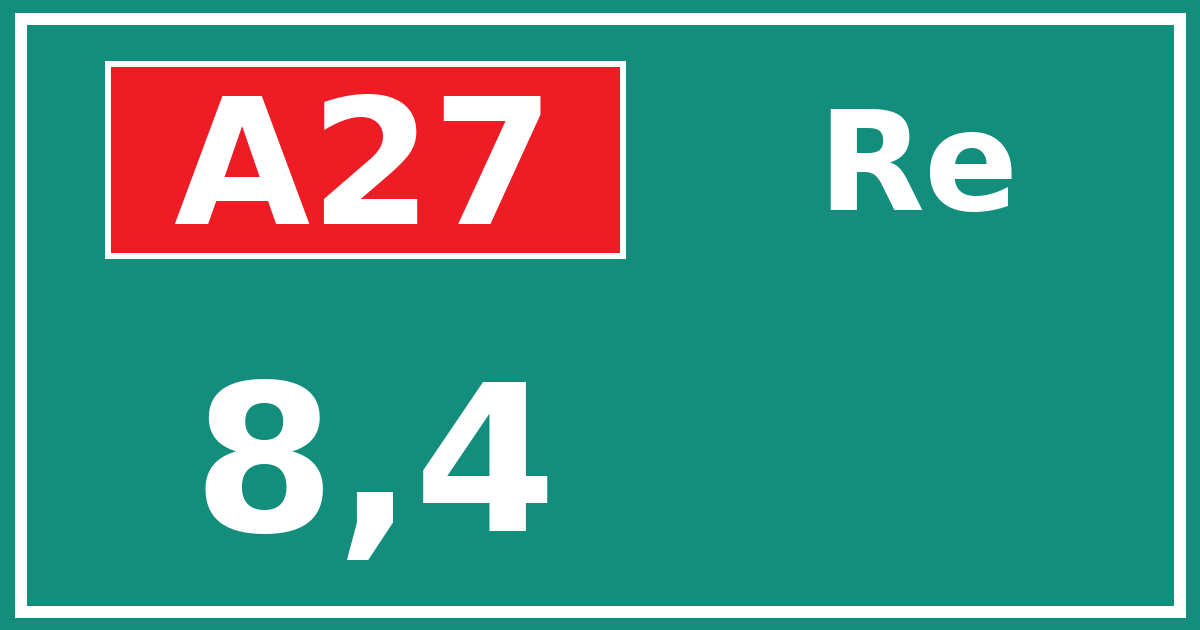 Hectometerbord A27 8,4 zijde Re
