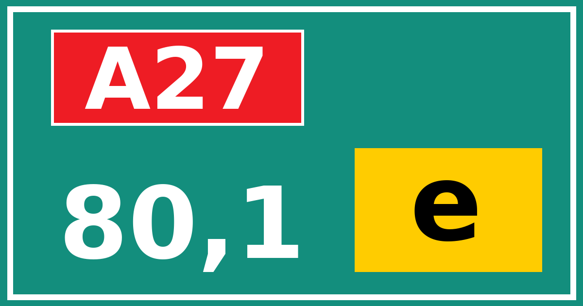 Hectometerbord A27 80,1 letter e