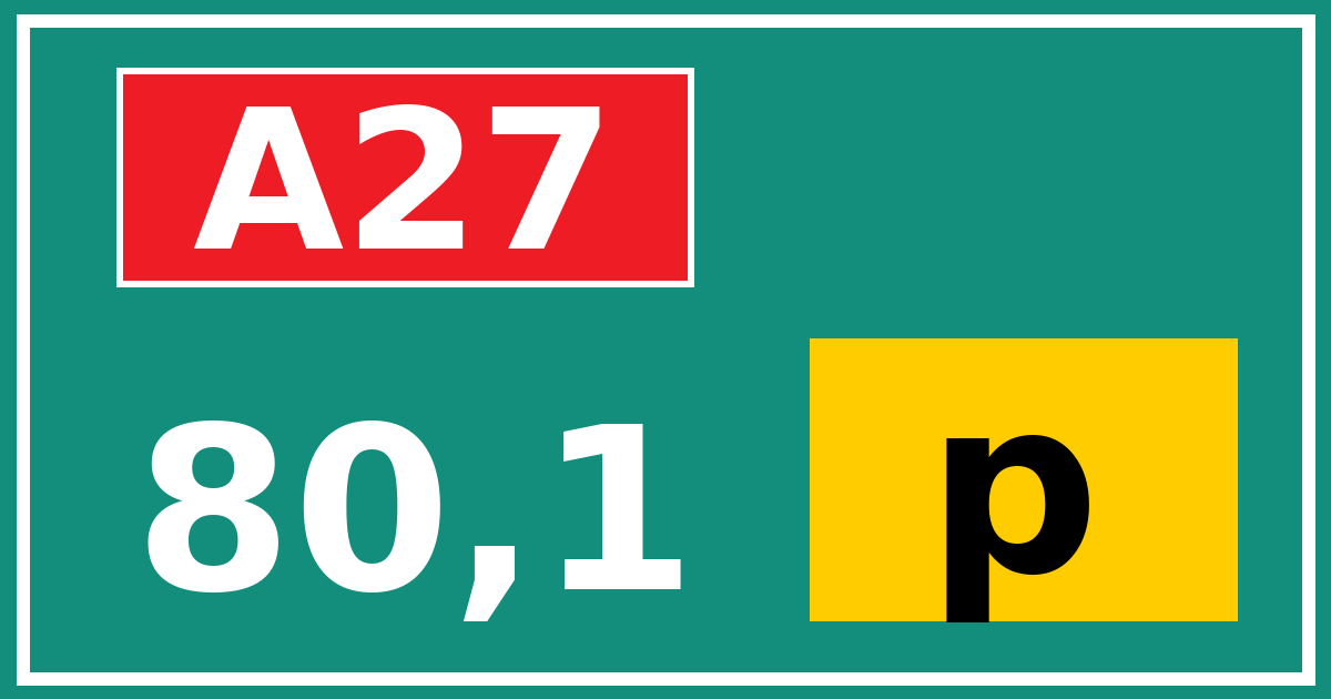 Hectometerbord A27 80,1 letter p