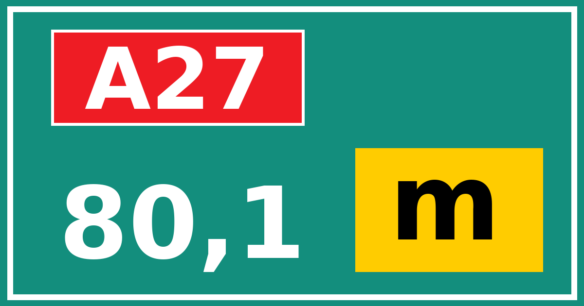 Hectometerbord A27 80,1 letter m