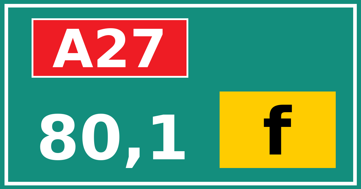 Hectometerbord A27 80,1 letter f