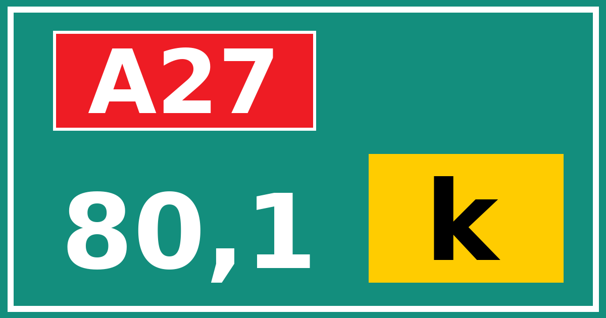 Hectometerbord A27 80,1 letter k