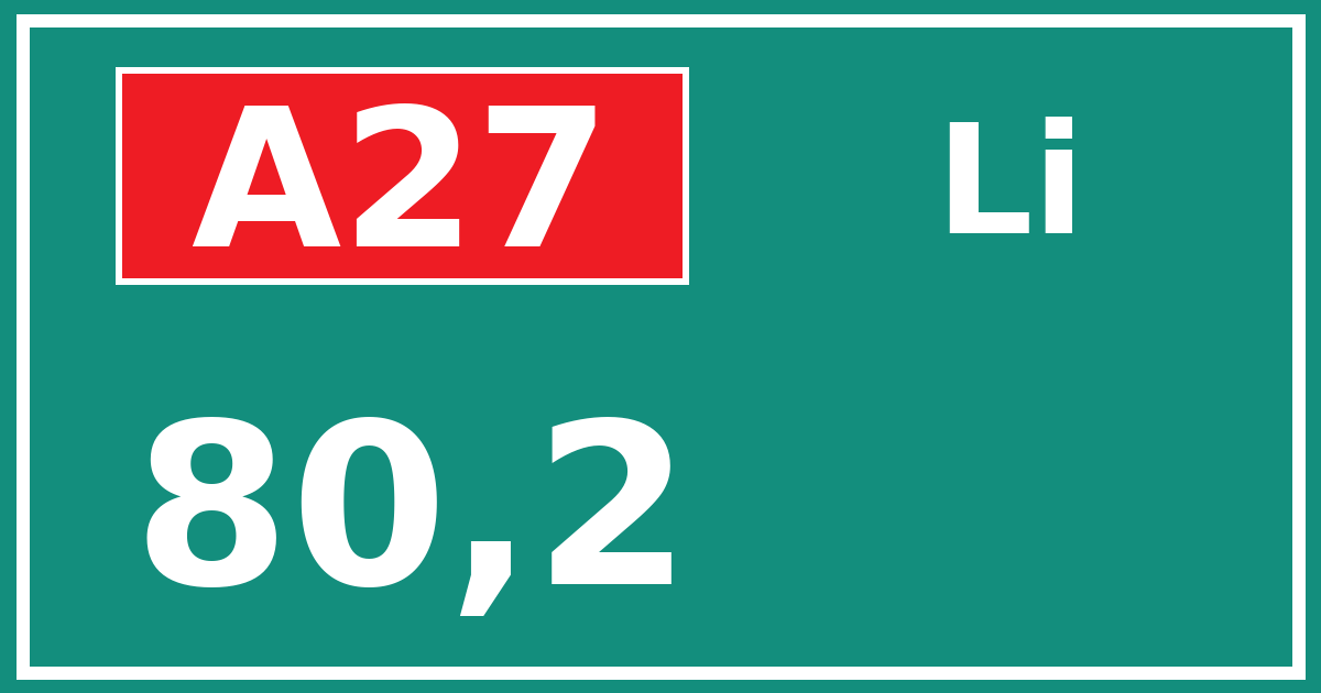 Hectometerbord A27 80,2 zijde Li