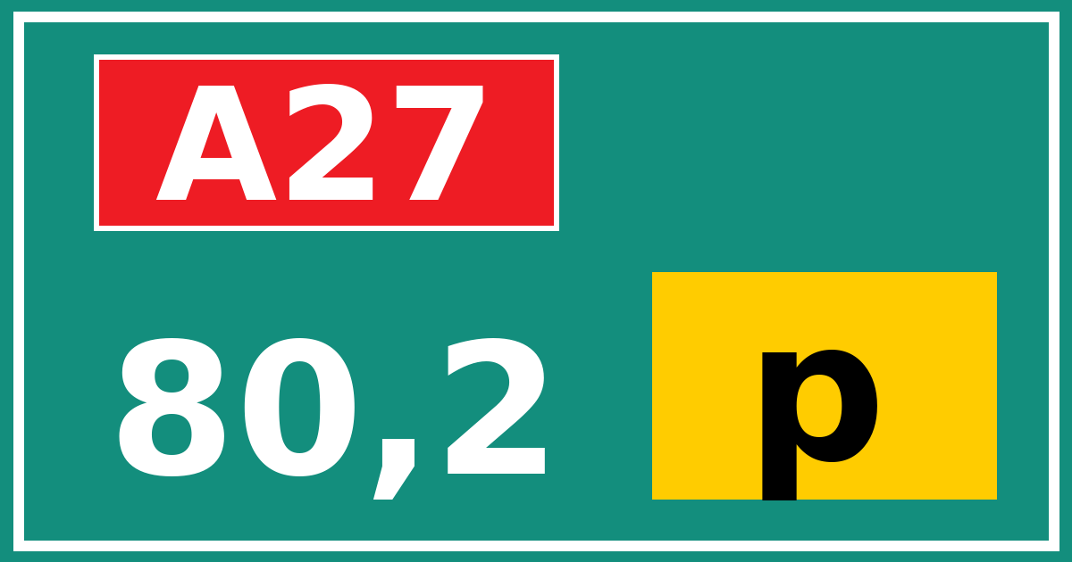 Hectometerbord A27 80,2 letter p