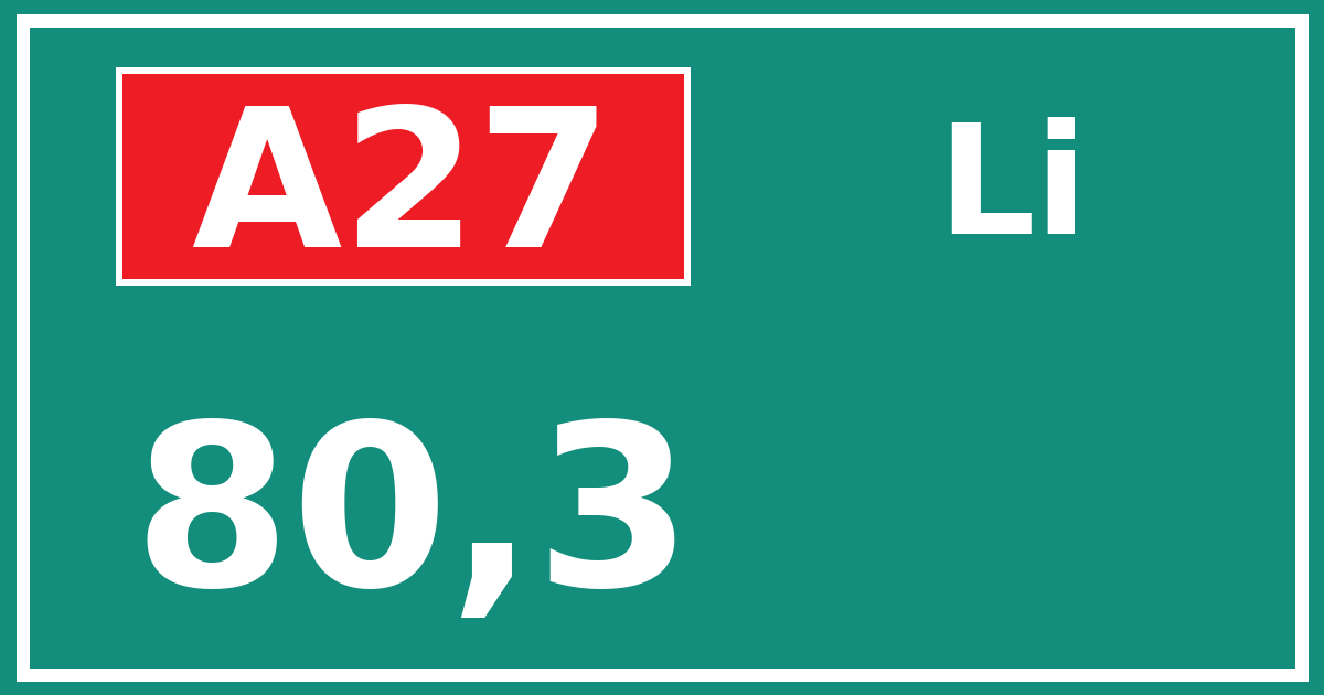 Hectometerbord A27 80,3 zijde Li