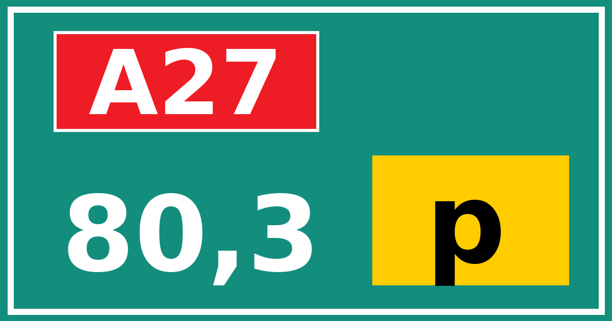 Hectometerbord A27 80,3 letter p