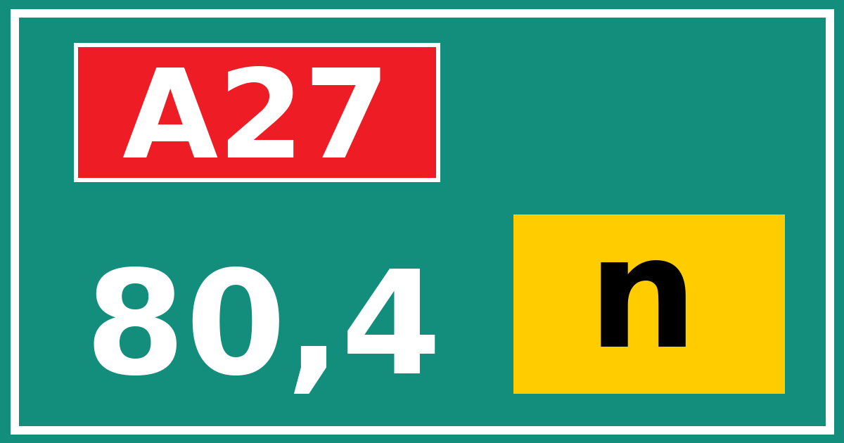 Hectometerbord A27 80,4 letter n
