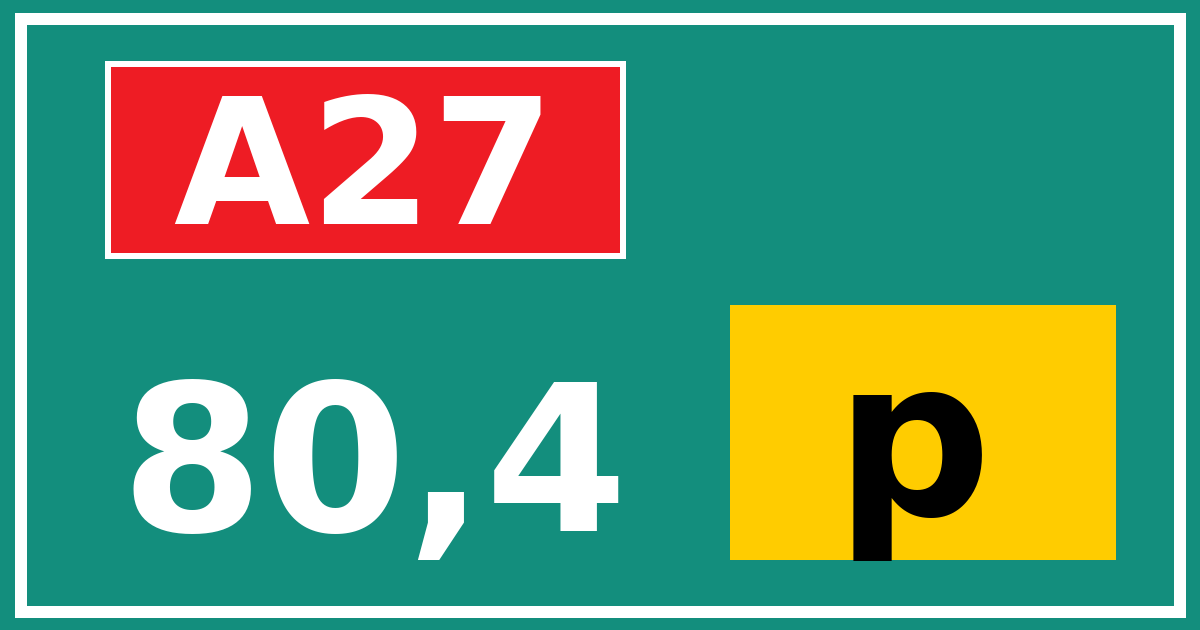 Hectometerbord A27 80,4 letter p
