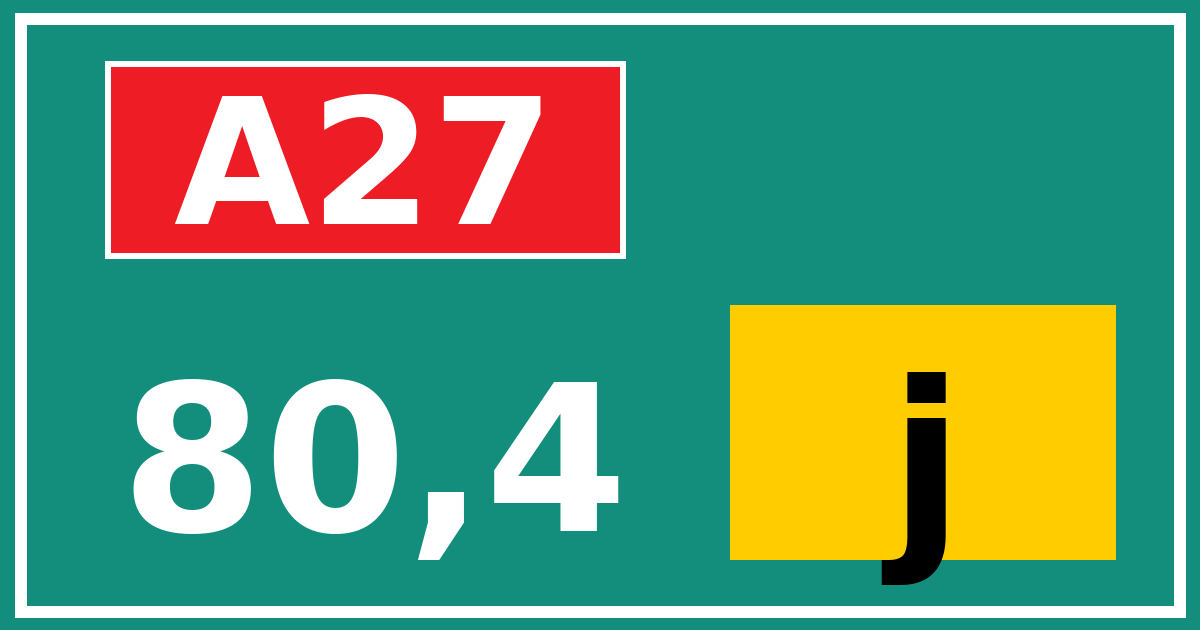 Hectometerbord A27 80,4 letter j