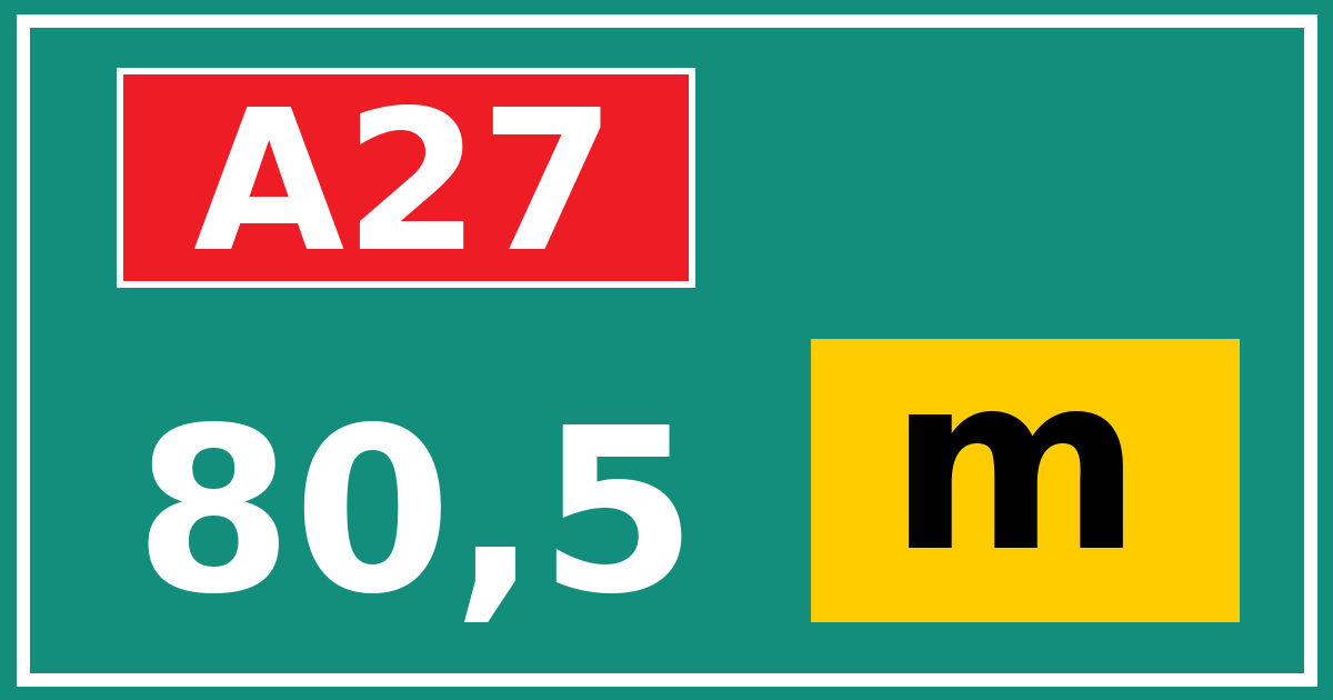 Hectometerbord A27 80,5 letter m