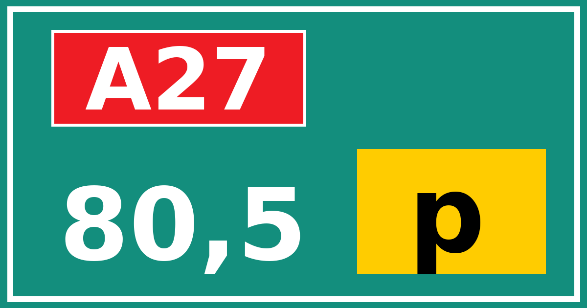 Hectometerbord A27 80,5 letter p