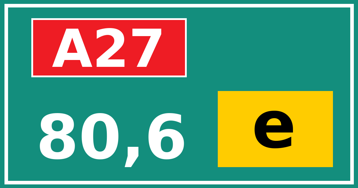 Hectometerbord A27 80,6 letter e