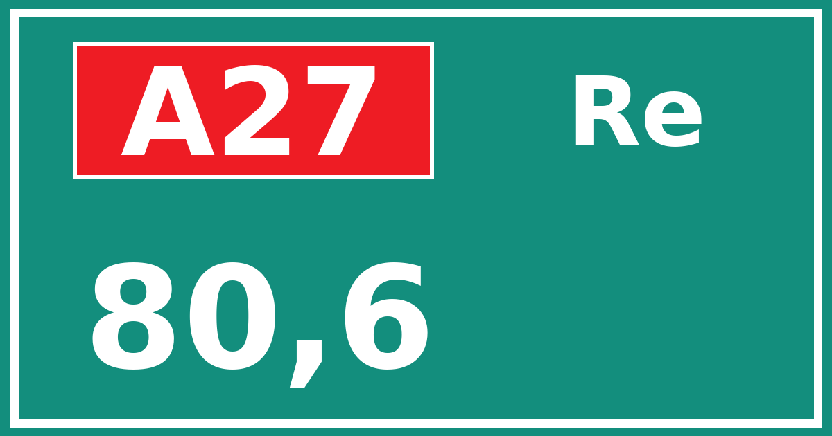 Hectometerbord A27 80,6 zijde Re