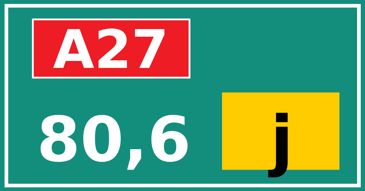 Hectometerbord A27 80,6 letter j
