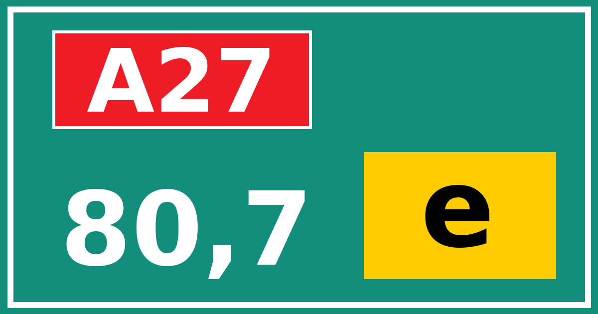 Hectometerbord A27 80,7 letter e