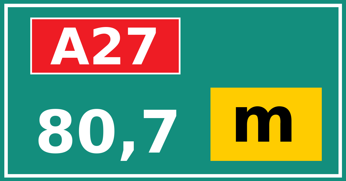 Hectometerbord A27 80,7 letter m