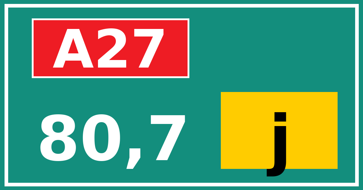 Hectometerbord A27 80,7 letter j