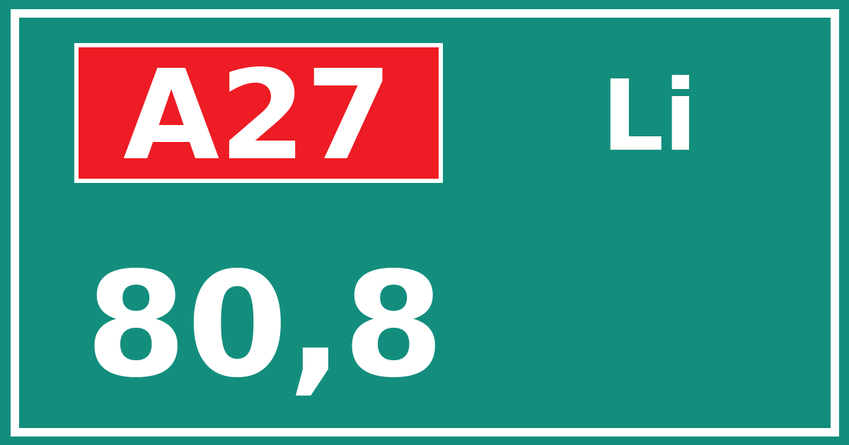 Hectometerbord A27 80,8 zijde Li