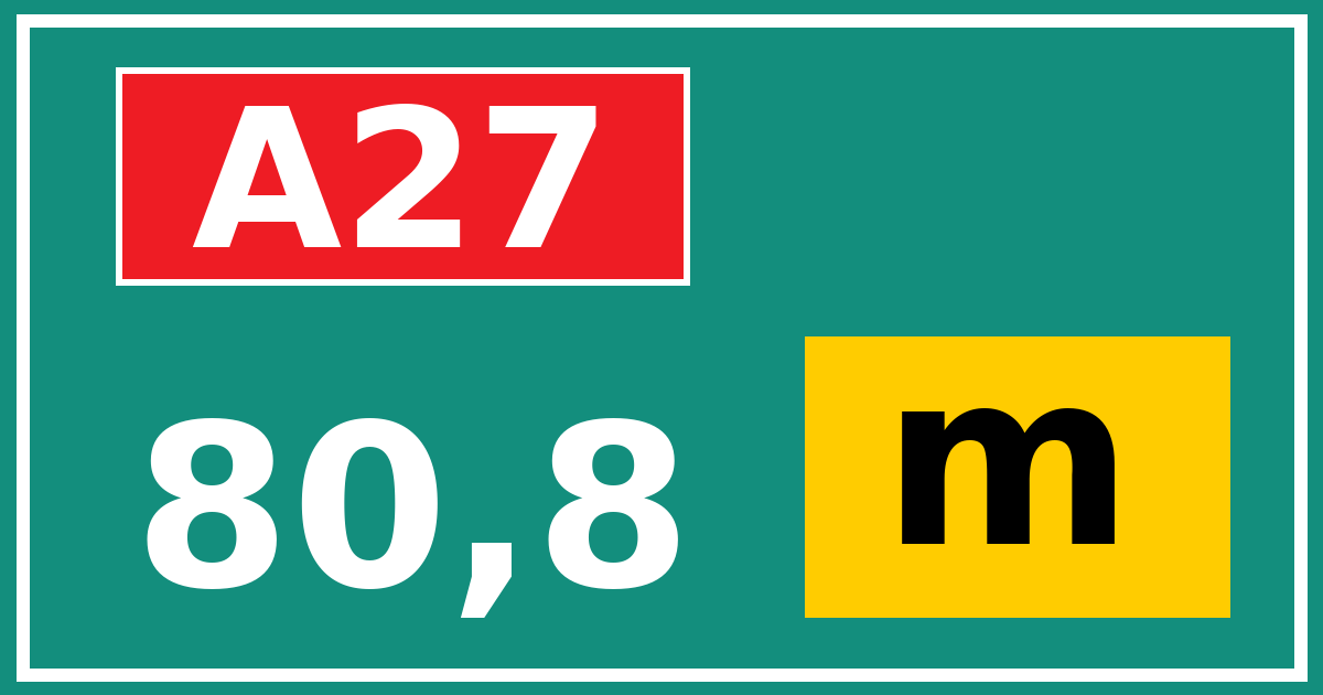 Hectometerbord A27 80,8 letter m