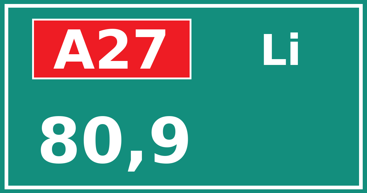 Hectometerbord A27 80,9 zijde Li