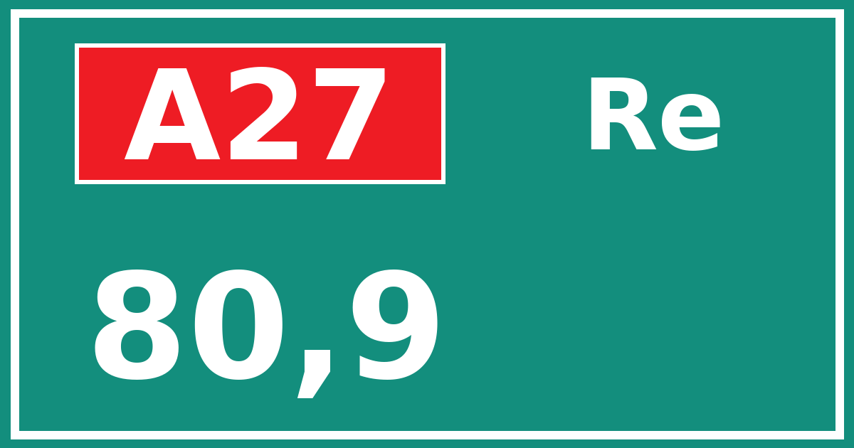 Hectometerbord A27 80,9 zijde Re