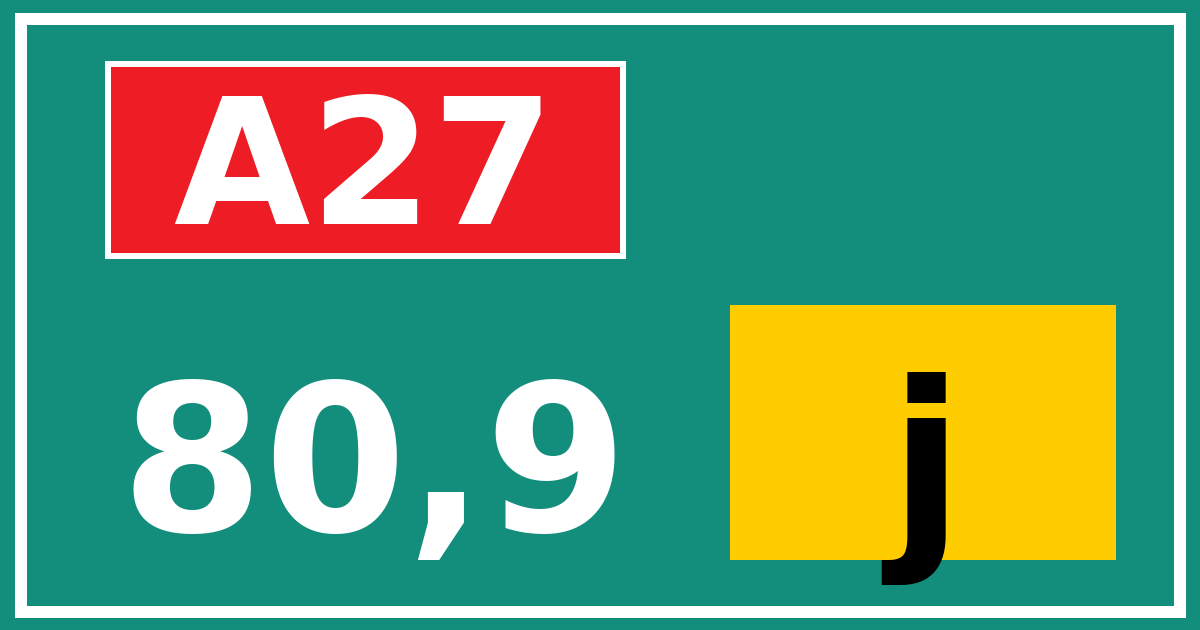 Hectometerbord A27 80,9 letter j