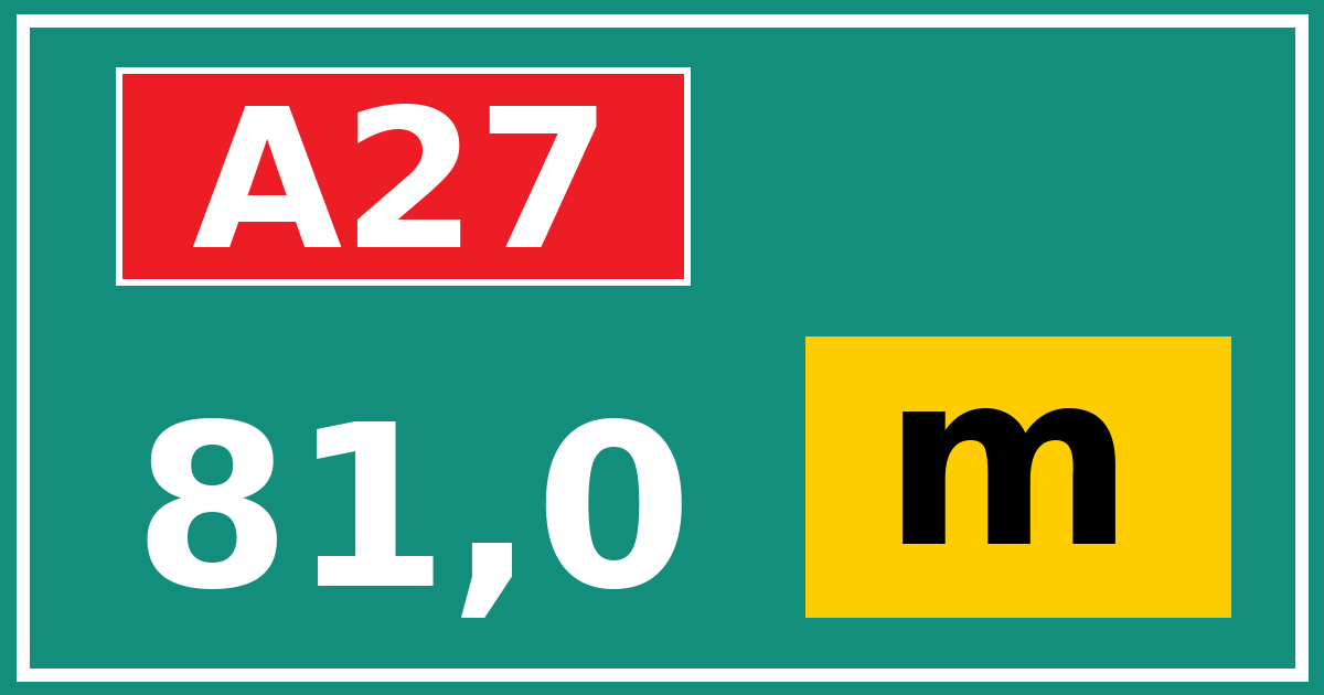 Hectometerbord A27 81,0 letter m