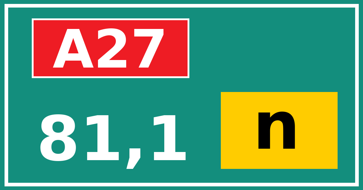 Hectometerbord A27 81,1 letter n