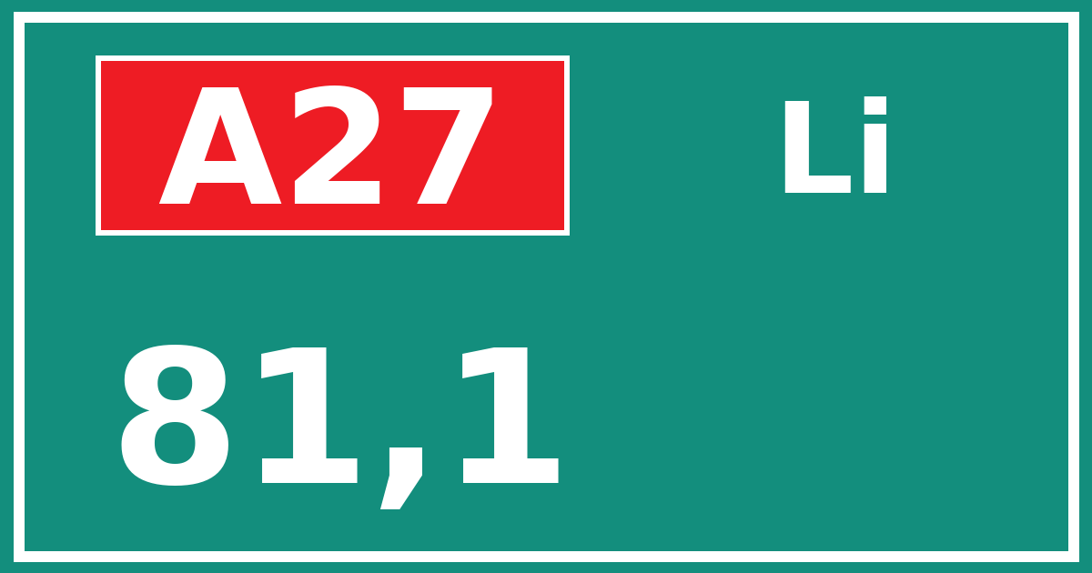 Hectometerbord A27 81,1 zijde Li