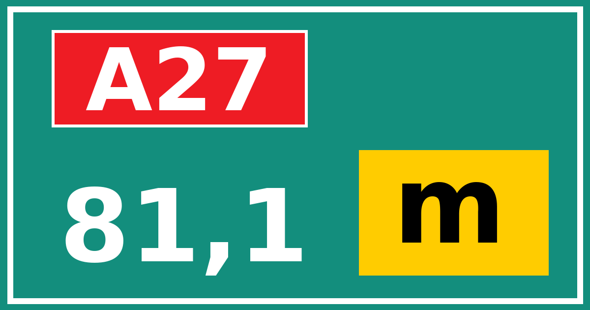 Hectometerbord A27 81,1 letter m