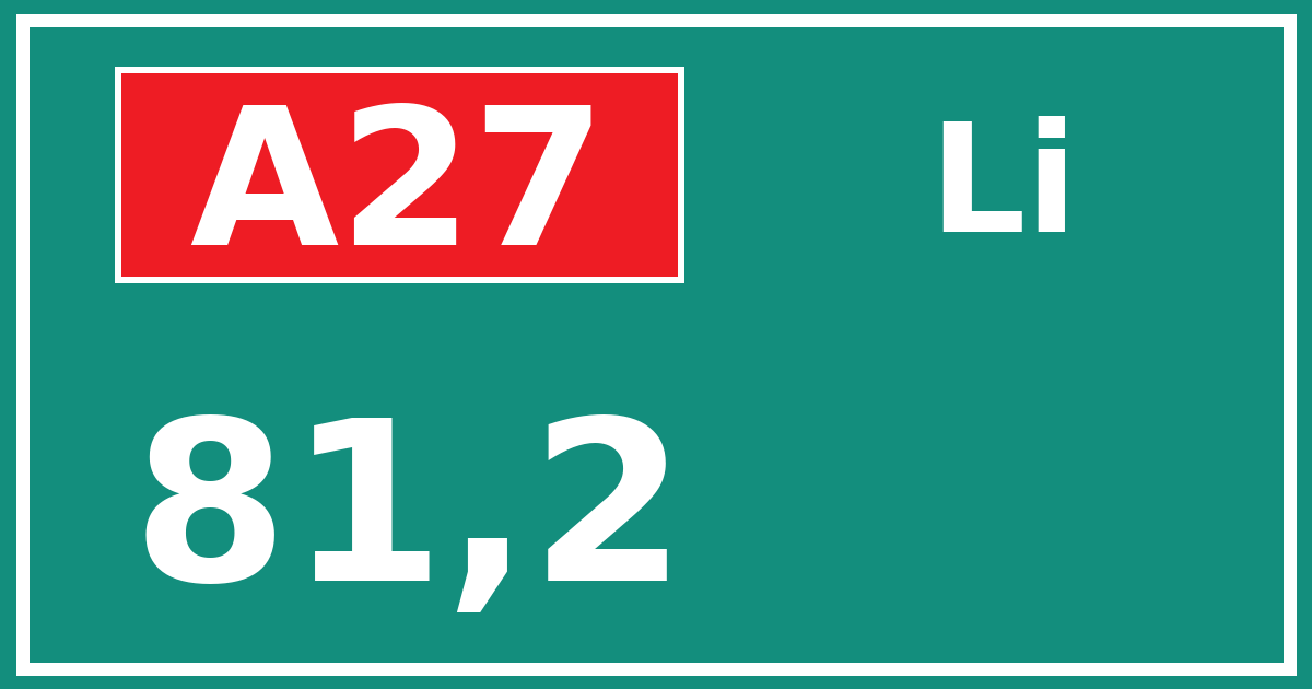 Hectometerbord A27 81,2 zijde Li