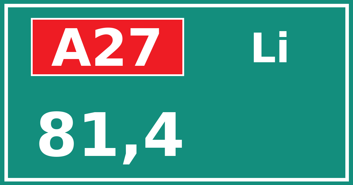 Hectometerbord A27 81,4 zijde Li