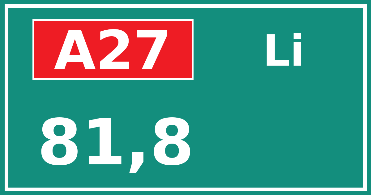 Hectometerbord A27 81,8 zijde Li
