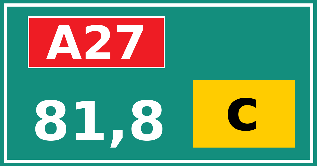 Hectometerbord A27 81,8 letter c