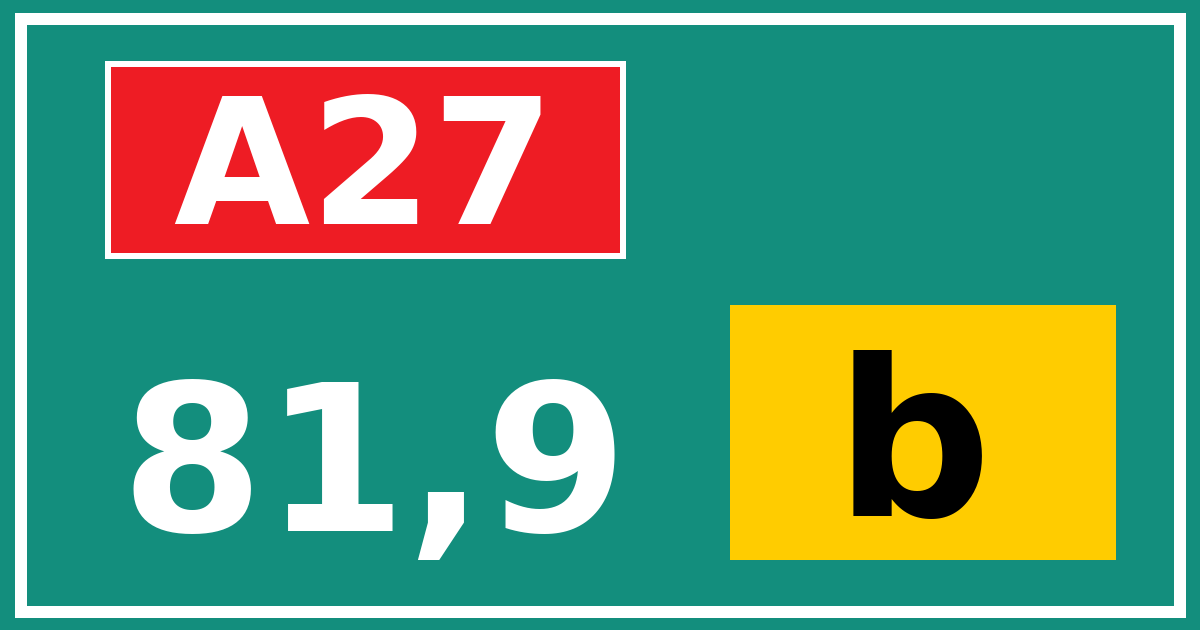 Hectometerbord A27 81,9 letter b