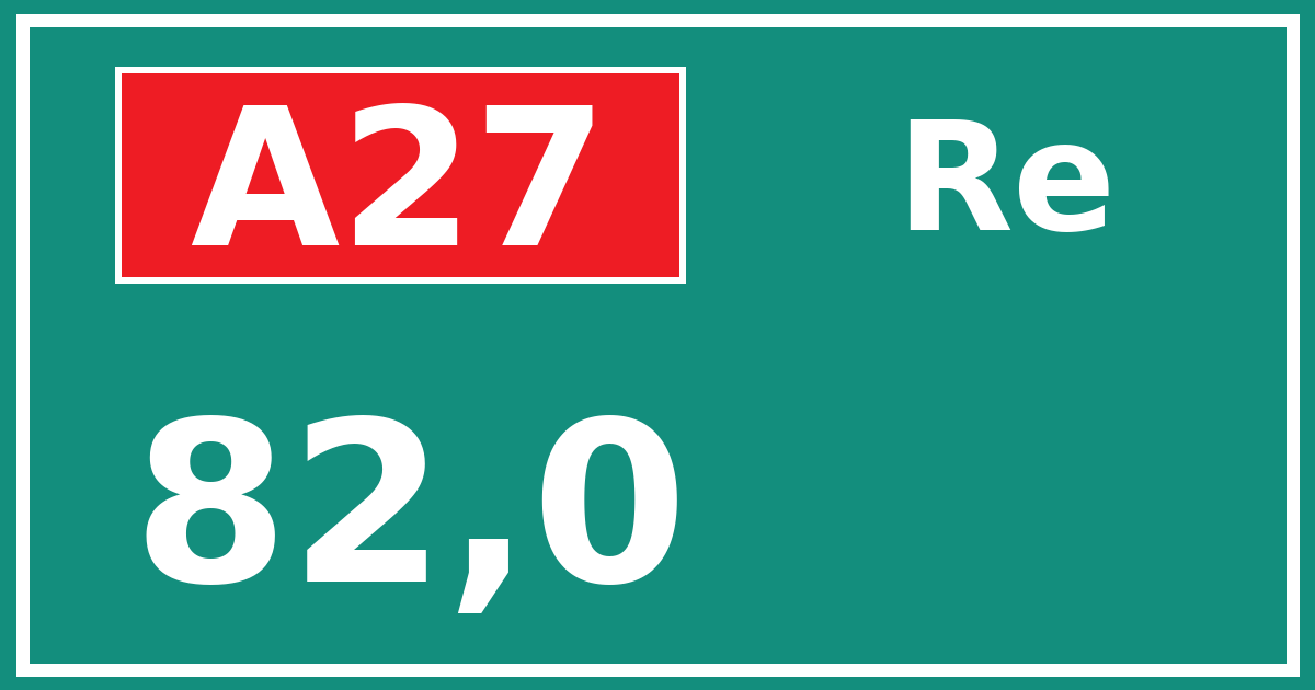 Hectometerbord A27 82,0 zijde Re