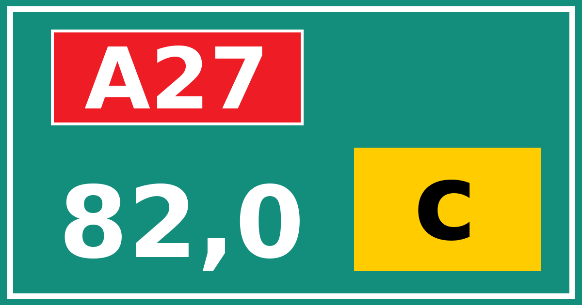 Hectometerbord A27 82,0 letter c