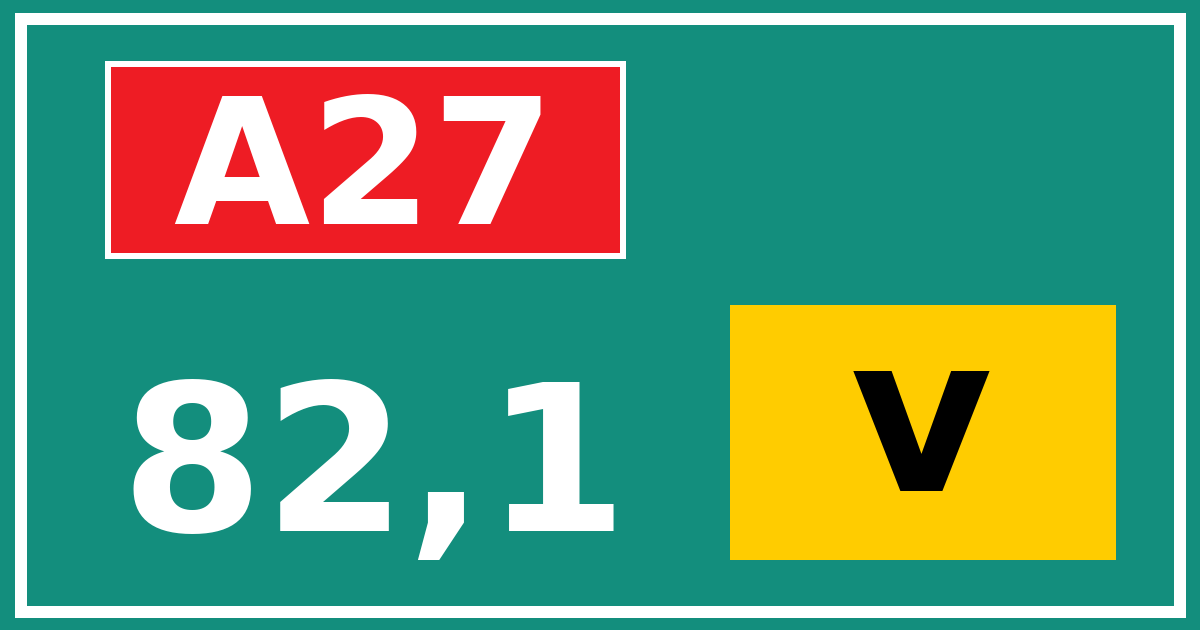 Hectometerbord A27 82,1 letter v