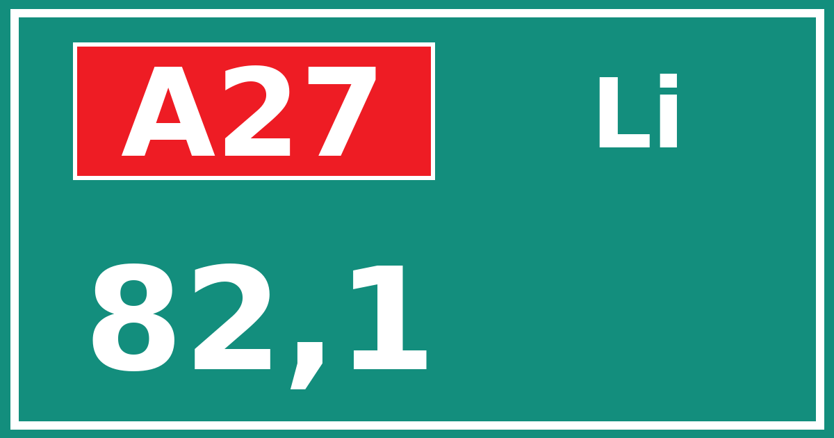 Hectometerbord A27 82,1 zijde Li