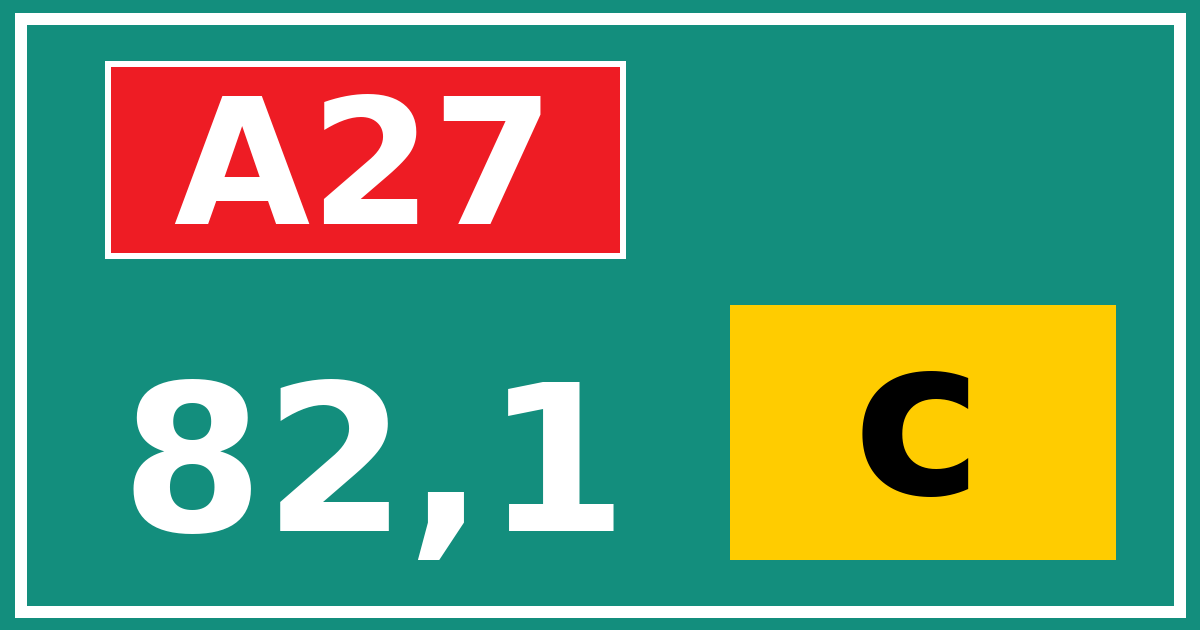 Hectometerbord A27 82,1 letter c