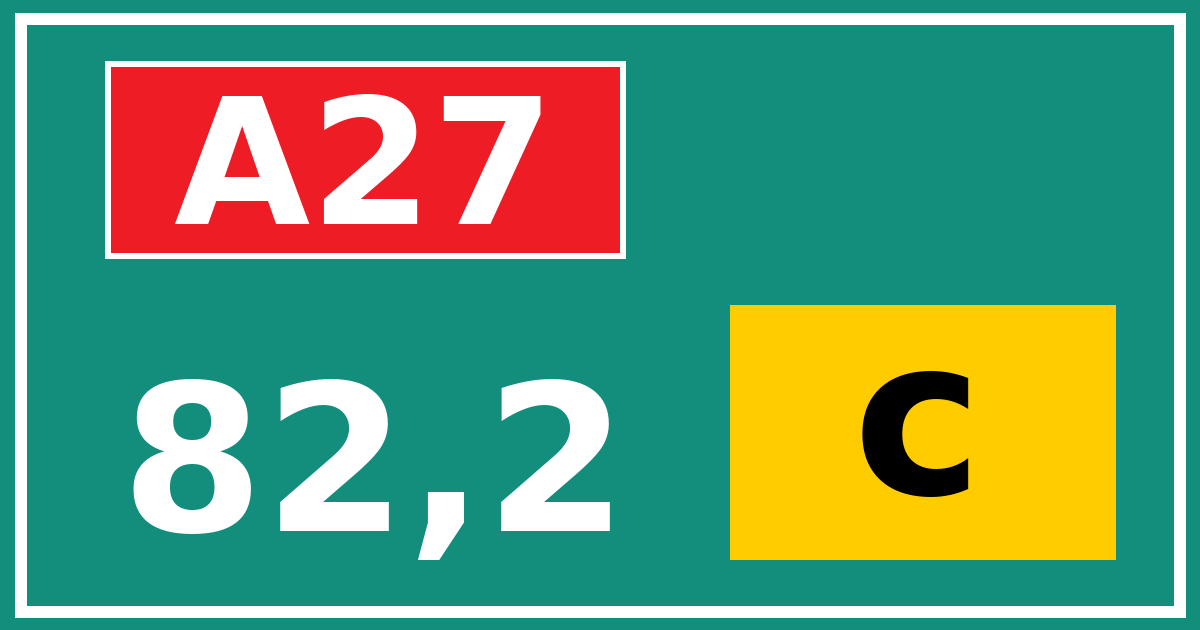 Hectometerbord A27 82,2 letter c