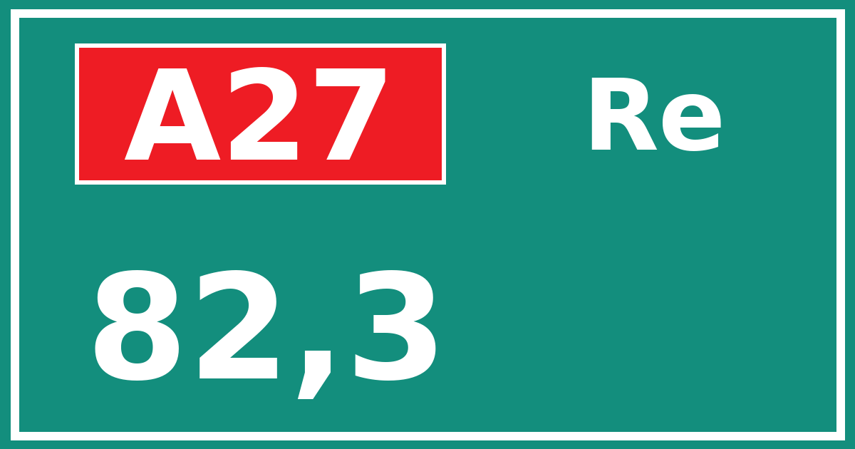 Hectometerbord A27 82,3 zijde Re