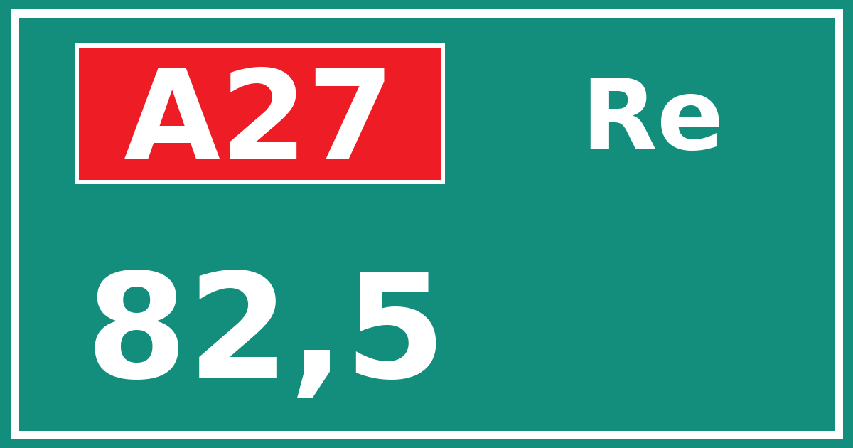 Hectometerbord A27 82,5 zijde Re