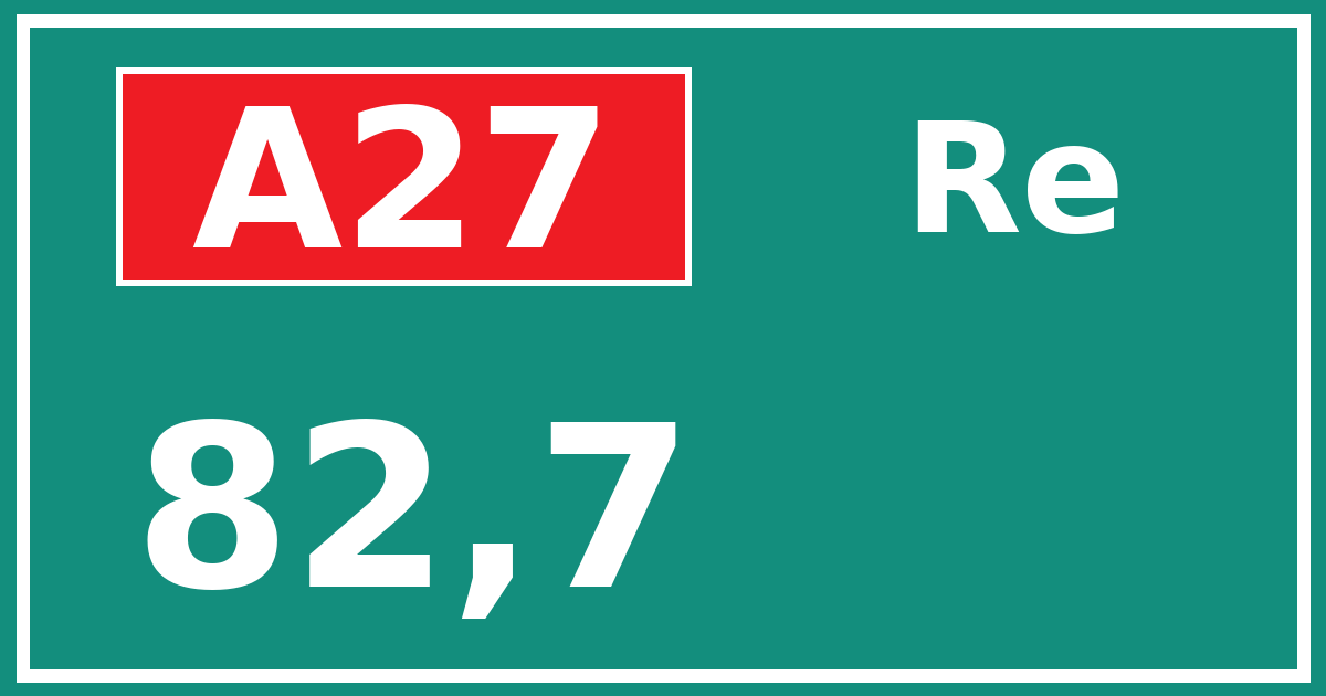 Hectometerbord A27 82,7 zijde Re