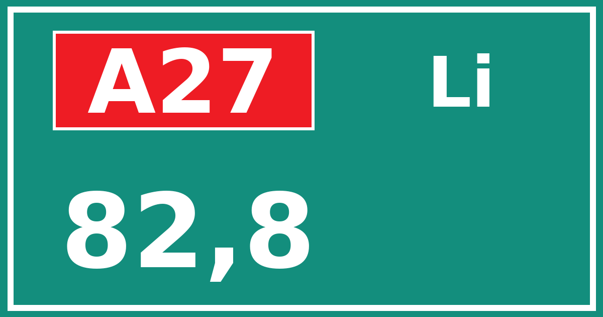 Hectometerbord A27 82,8 zijde Li