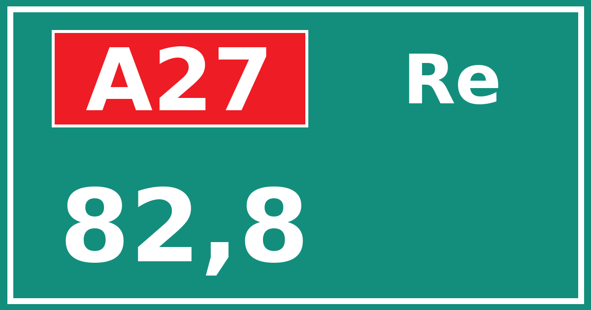 Hectometerbord A27 82,8 zijde Re