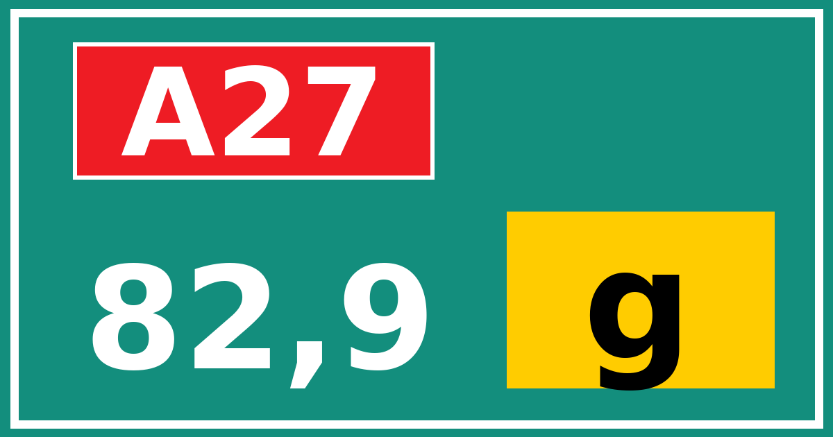 Hectometerbord A27 82,9 letter g