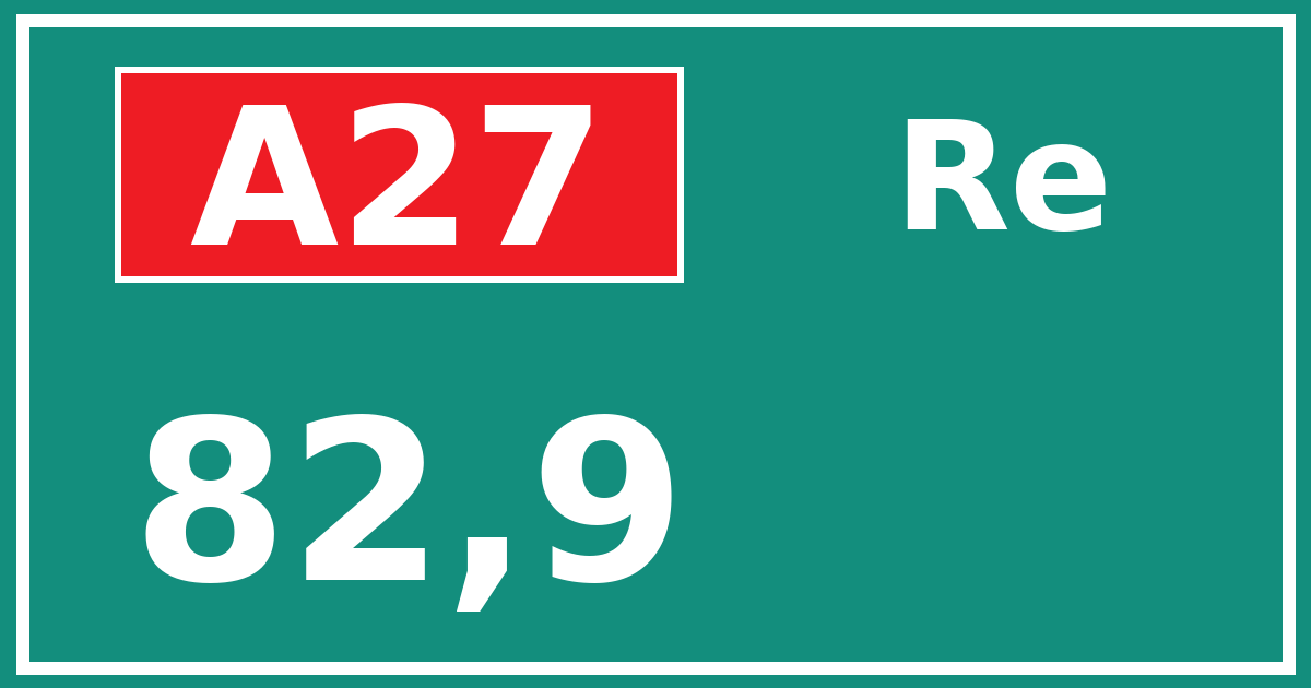 Hectometerbord A27 82,9 zijde Re