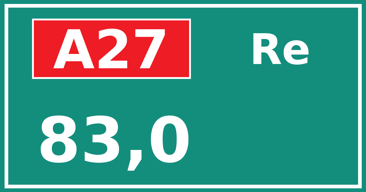 Hectometerbord A27 83,0 zijde Re